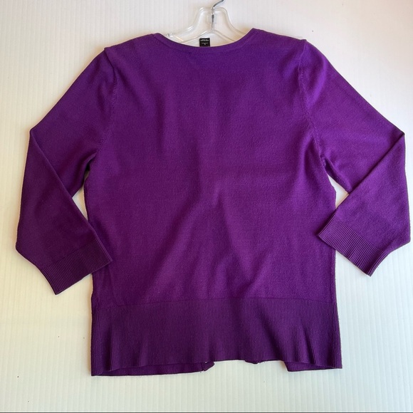 WHBM Purple Cardigan (L) Tank (M) Set Ruffle Detail Snap Button Business Casual - Picture 8 of 8